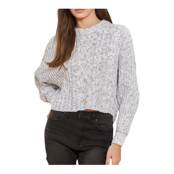 Free‎ People On Your Side Blue Multi Cable Knit Pullover Sweater Women’s Size XS - Picture 11 of 13